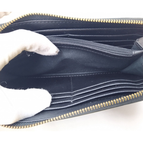 Fossil Black Smooth Leather Zip Around Credit Card Long Wallet - Picture 13 of 15